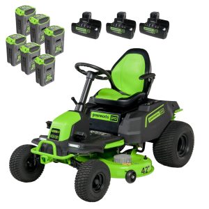 1-424-1.jpg Greenworks 60V 42″ Cordless Battery CrossoverT Riding Lawn Mowers.
