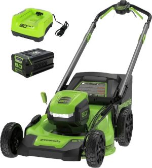 1-426-1.jpg Greenworks 80V 21-Inch Self-Propelled Lawn Mowers.