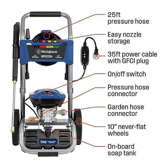 2293854_A2.jpg Westinghouse 3,200 PSI 1.76 GPM Electric Cold Water Pressure Washer with 5 Nozzles and Soap Tank