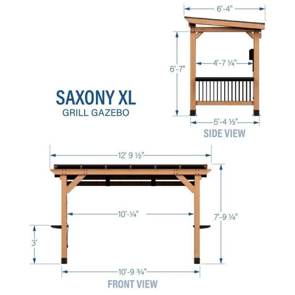 45969de753da33d64f2c929156aab695-1.jpg Saxony Xl 13 Ft. W X 6.5 Ft. D Solid Wood Grill Gazebo