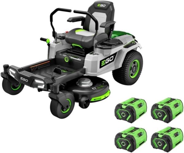 5137dfc3euL._AC_SL1000.jpg EGO Power+ Electric Riding Lawn Mower, 42″ Deck with Zero Turn Radius, Includes (4) 56V 10.0Ah Batteries and Charger – ZT4204L