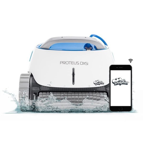 51Vylz9tgvL.jpg Dolphin Proteus DX5i Wi-Fi Robotic Pool Vacuum Cleaner Pools up to 50 FT – Waterline Scrubber Brush