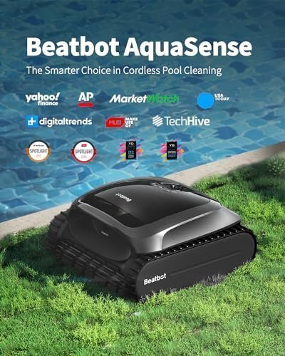51Xfi87Wy-L.jpg Beatbot AquaSense Cordless Robotic Pool Vacuum Cleaner – Intelligent Path Opimization, Cleans Floor, Walls, and Waterline – Ideal for Above & In-Ground Pools up to 2,260 sq.ft.