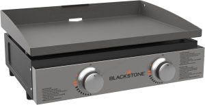 61-7hTvmsHL._AC_SL1500.jpg Blackstone 22″ Portable Tabletop Griddle – Dual Burner Flat Top Grill, 24,000 BTU Propane with Stainless Steel Faceplate & Rear Grease System