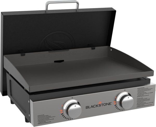 61iQMHtM7oL._AC_SL1500.jpg Blackstone 22″ Portable Tabletop Griddle – Dual Burner Flat Top Grill, 24,000 BTU Propane with Stainless Steel Faceplate & Rear Grease System