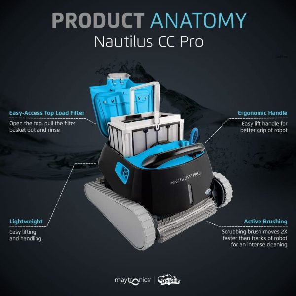 61smb8azhPL.jpg Dolphin Nautilus CC Pro Wi-Fi Robotic Pool Vacuum Cleaner up to 50 FT – Waterline Scrubber Brush