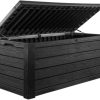 61wGOz-VklL._AC_SL1500.jpg Keter Westwood 150-Gallon Resin Outdoor Storage Box | Weather-Resistant Deck Bin for Patio Cushions, Garden Tools & Pool Accessories – Dark Grey