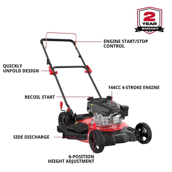7082c6c9-9840-48ac-bb82-bda2a5155329.bae3d5f16714cf543d24db7abbc4349f.jpg PowerSmart 21 in. Gas Push Lawn Mower, 144cc 2-in-1 Side Discharge