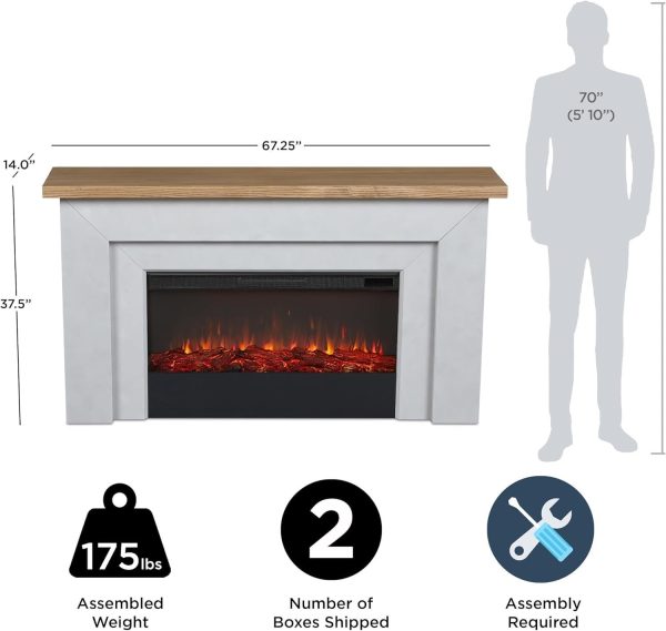 716CdYJmTaL._AC_SL1500.jpg Real Flame Malie 68″ Electric Fireplace with Mantel & Remote Control