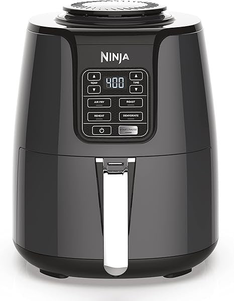 718uTMDRFL._AC_SX466.jpg Ninja Air Fryer | 4 QT Capacity | 4-in-1 Roast, Crisp, Roast, Reheats, & Dehydrates | Dishwasher Safe Parts | 105°F-400°F | Includes 20 Easy & Healthy Recipes | 1550 watt | Grey | AF101