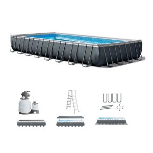 71OUtO12vHL.jpg INTEX 26373EH Ultra XTR Deluxe Rectangular Above Ground Swimming Pool Set: 32ft x 16ft x 52in – Includes 2800 GPH Sand Filter Pump – SuperTough Puncture/Rust Resistant – Easy to Assemble