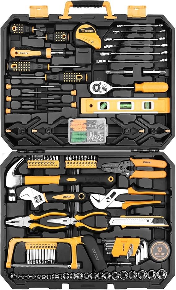 71PexuvCDNL._AC_SX569.jpg DEKOPRO 228 Piece Socket Wrench Auto Repair Tool Combination Package Mixed Tool Set Hand Tool Kit with Plastic Toolbox Storage Case