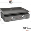 71Tn_g3AwoL._AC_SL1500.jpg Blackstone 22″ Portable Tabletop Griddle – Dual Burner Flat Top Grill, 24,000 BTU Propane with Stainless Steel Faceplate & Rear Grease System