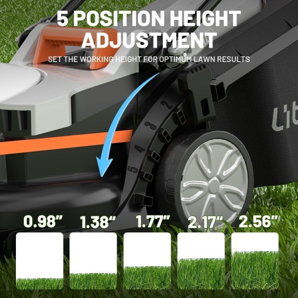 71aq2svRkqL._AC_SL1500.jpg Litheli 13″ 20V Cordless Lawn Mower with 4.0Ah Battery