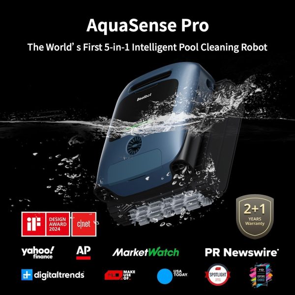 71dAYYBxjlL.jpg Beatbot Aquasense Pro Cordless Pool Cleaner Robot – Clarifies Water, Cleans Surface, Floor, Walls and Waterline, Intelligent Path Optimization, Surface Parking – Dark Blue