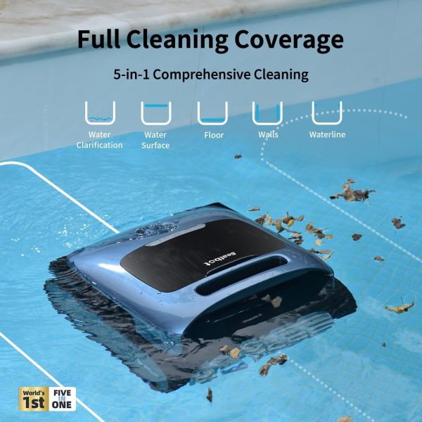 71kiN3FjAoL.jpg Beatbot Aquasense Pro Cordless Pool Cleaner Robot – Clarifies Water, Cleans Surface, Floor, Walls and Waterline, Intelligent Path Optimization, Surface Parking – Dark Blue
