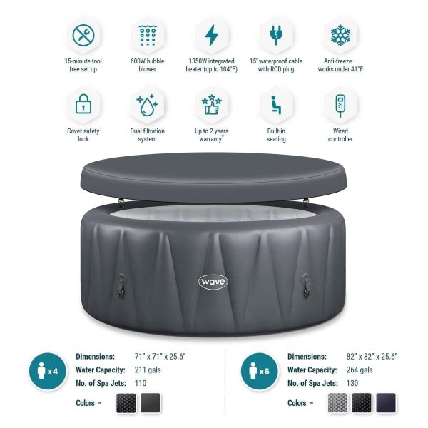 796eca3c-a29a-45d8-91ce-a9a9a288c59b.c6befcae8fe2a76dbe66a03ff64fa67e.jpg Wave Atlantic 6 Person Round Inflatable Hot Tub, Navy
