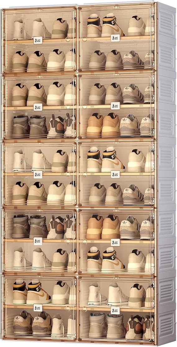 81O36lnHOdL._AC_SX569.jpg ANTBOX Portable Shoe Rack Organizer for Closet Entryway, Stackable Sneaker Storage Shoe Cabinet with Magnetic Clear Door, Large Plastic Storage containers Bins with Lids 10 Tiers 40 Pairs