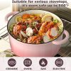 81P4QvZ4-6L._AC_SX679.jpg Umite Chef 5QT Enameled Cast Iron Dutch Oven Pot with Lid, Heavy-Duty Cookware for Bread Baking, Braising, Stews, Roasting, Wedding Registry Ideas & Gifts (Pink)