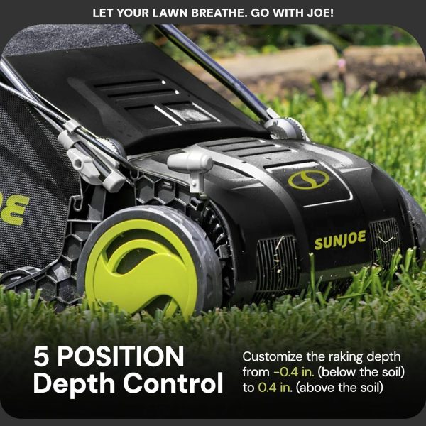 Sun Joe AJ805E 13A Electric Dethatcher & Scarifier, 15 in.