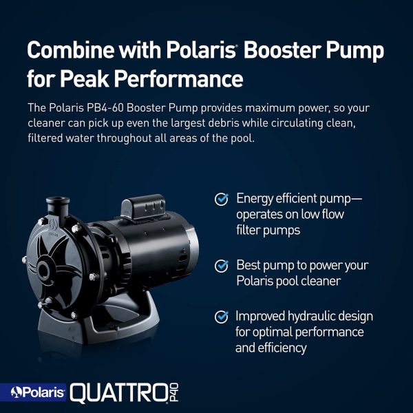 81WCWekCAVL.jpg Polaris Quattro P40 Pressure Side Pool Cleaner for All In-Ground Pool Surfaces, Large-Capacity Dual Filtration Canister, 31′ Hose & Transparent Lid to View Debris