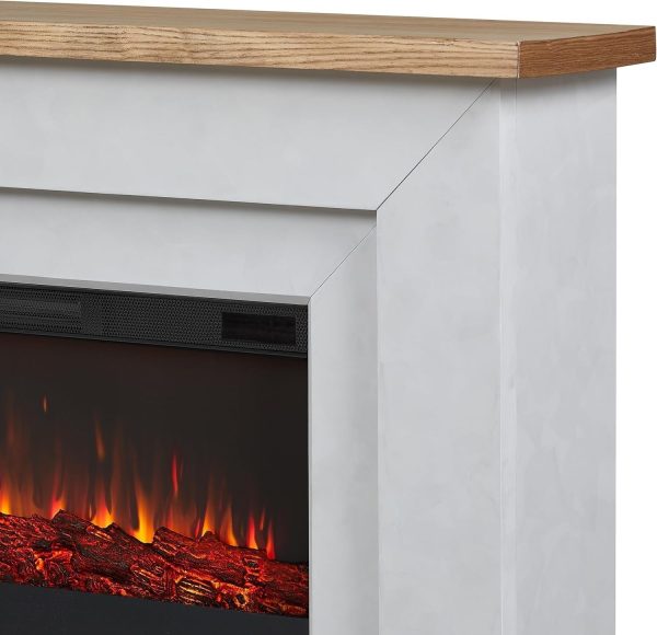 Real Flame Malie 68″ Electric Fireplace with Mantel & Remote Control