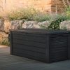 81hnNNQrqmL._AC_SL1500.jpg Keter Westwood 150-Gallon Resin Outdoor Storage Box | Weather-Resistant Deck Bin for Patio Cushions, Garden Tools & Pool Accessories – Dark Grey