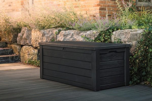 81hnNNQrqmL._AC_SL1500.jpg Keter Westwood 150-Gallon Resin Outdoor Storage Box | Weather-Resistant Deck Bin for Patio Cushions, Garden Tools & Pool Accessories – Dark Grey