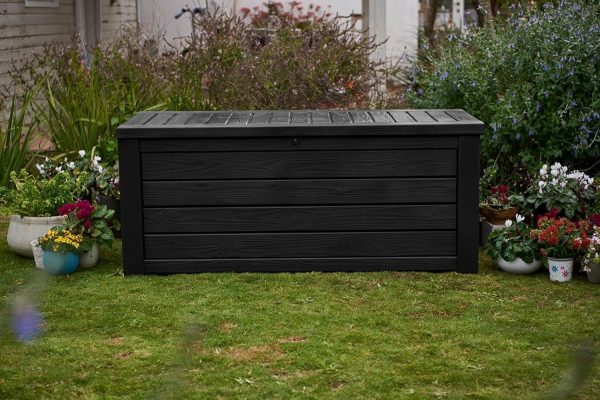 81nVTyHrc7L._AC_SL1500.jpg Keter Westwood 150-Gallon Resin Outdoor Storage Box | Weather-Resistant Deck Bin for Patio Cushions, Garden Tools & Pool Accessories – Dark Grey