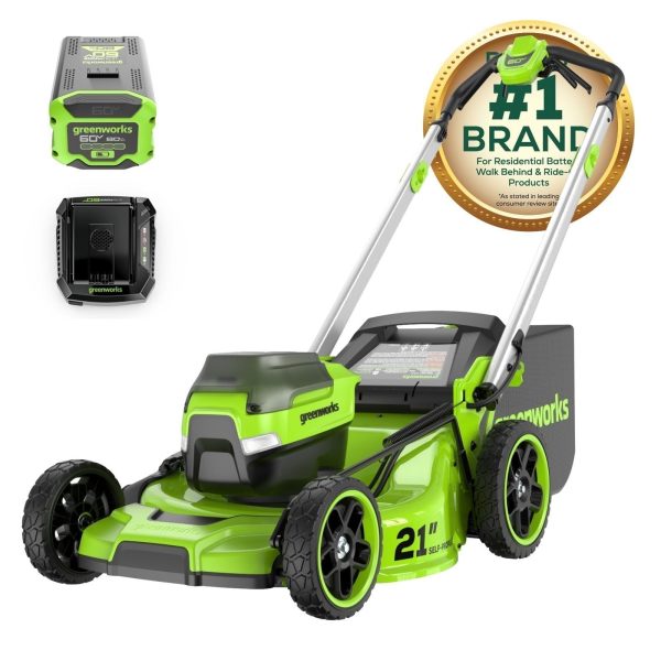 8be06e1c-0d5a-4df3-a6ff-3e228c51ccfa.b41f55c51da6102634863e42b8d490cd.jpg Greenworks 60V 21″ Self Propelled Lawn Mower with (1) 8.0 Ah Battery & Rapid Charger 2546402