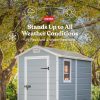 91Xk9JRq6DL._AC_SL1500-1.jpg Keter Manor 4×6 Resin Outdoor Storage Shed Kit-Perfect to Store Patio Furniture, Garden Tools Bike Accessories, Beach Chairs and Lawn Mower, Grey & White
