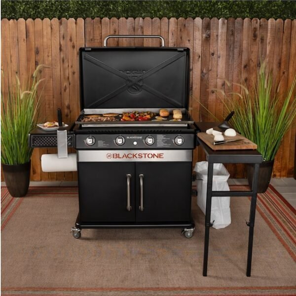 Blackstone-36-in-Culinary-Cabinet-Griddle-with-Side-Table-4-Burner-Liquid-Propane-Flat-Top-Grill-Stainless-Steel-2023-7-600x600-1-1.jpg Blackstone 36-in Culinary Cabinet Griddle with Side Table: Versatile Outdoor Cooking in Stainless Steel