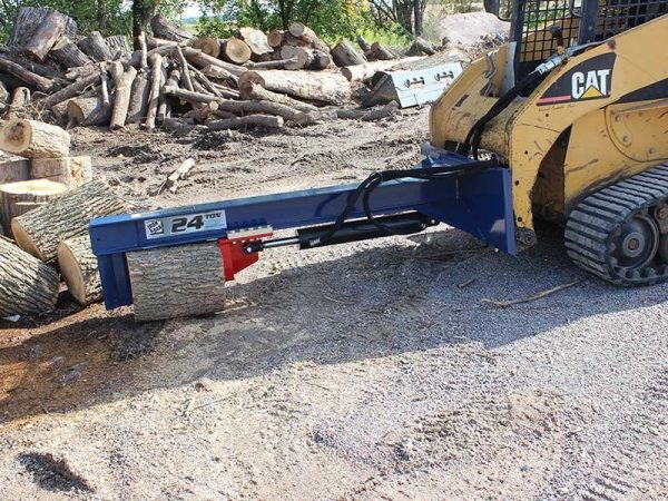 SMH2419_ACTION_FULL_01.jpg 24 Ton Iron & Oak Upside Down Skid Steer Log Splitter Attachment (SMH2419)