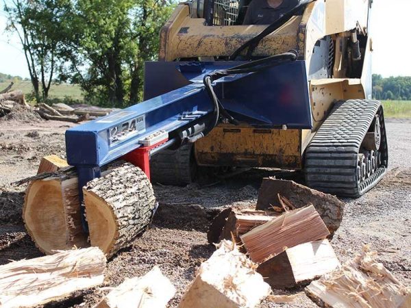 SMH2419_ACTION_FULL_03.jpg 24 Ton Iron & Oak Upside Down Skid Steer Log Splitter Attachment (SMH2419)