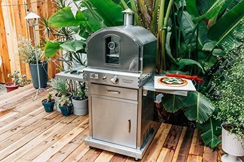 b3-7-1.jpg Summerset ‘The Oven’ Outdoor Freestanding Large Capacity Gas Ovens with Pizza Stones, Smoker Box and Mobile Cart, 304 Stainless Steel Construction, Natural Gas