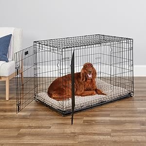 bcc9adb1-2cb3-46ad-b410-d932d4e3d5dd.__CR00500500_PT0_SX300_V1.jpg MidWest Homes for Pets 42-Inch iCrate for Large Breeds, 71-90 lbs, Double Door Folding Dog Crate with Divider Panel, Leak-Proof Tray & Secure Latches, Portable, Durable & Easy to Assemble