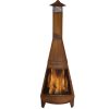 db8e6b1f-762a-4a45-b107-613d8596915c.1258d1b559ee71ee221b6679a6366452.jpg Sunnydaze 70″ Rust Patina Finish Steel Wood-Burning Chiminea with Spark Screen