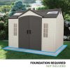 f1-26-1.jpg Lifetime Lockable Polyethylene Outdoor Storage Shed, 10′ x 8′, Tan & Browns (60005)