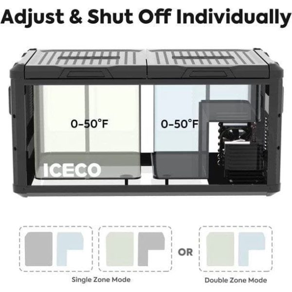 ICECO VL90 ProD 95 Quarts(90L) Dual Zone Portable Refrigerator, Multi Directional Lid, 12 Volt Refrigerator Home & Car Use