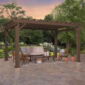 img-222.jpg 14×12 Ashford Traditional Steel Pergola With Sail Shade Soft Canopy