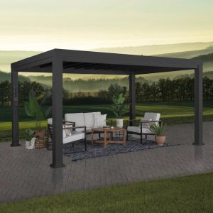 img-225.jpg 14×12 Trenton Modern Steel Pergola With Sail Shade Soft Canopy