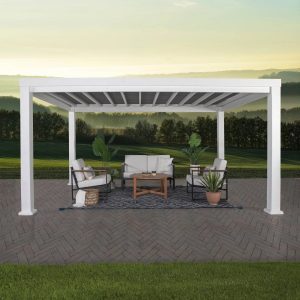 img-226.jpg 14×12 Windham Modern Steel Pergola With Sail Shade Soft Canopy