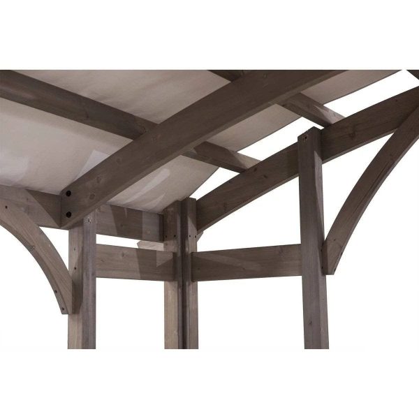 SummerCove 10 ft. x 14 ft. Light Gray Cedar Frame Arched Pergola with Shelves