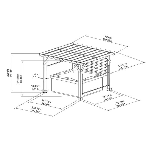 SummerCove 11 ft. x 10 ft. Tan Cedar Frame Wood Pergola with Adjustable Canopy