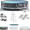 j1-15-1.jpg Intex Ultra XTR Frame 14′ x 42″ Round Above Ground Outdoor Swimming Pool Set with Sand Filter Pump, Ladder, Ground Cloth, and Pool Covers