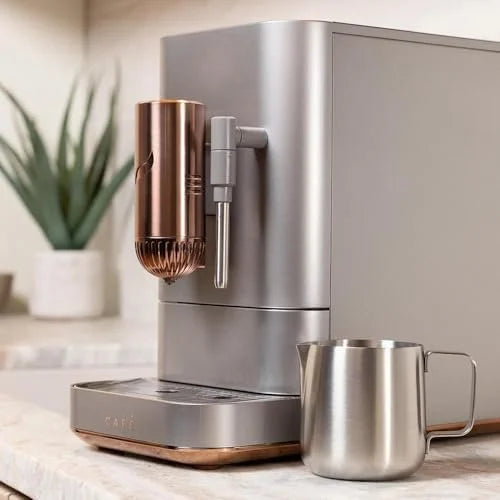 jhgfd3-1.jpg Café Affetto Automatic Espresso Machine + Milk Frother | Built-In & Adjustable Espresso Bean Grinders | One-Touch Brew in 90 Seconds | Steel Silver, 1.2 Liter, (C7CEBBS2RS3)