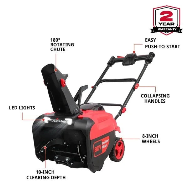 p2-20-1.jpg PowerSmart 80V 21″ Cordless Snow Blower with 2 Batteries and Chargers