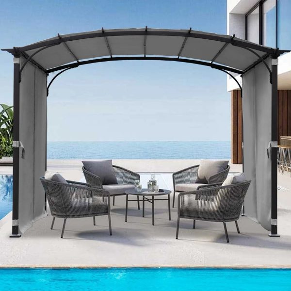 patio-pergola-9-x-11ft-arched-gazebo-with-waterproof-sun-shade-shelter-awning-steel-frame-grape-gazebo-for-garden-backyard-grey1.jpg Elegant 9 x 11 ft Arched Patio Pergola Gazebo with Waterproof Sun Shade and Steel Frame