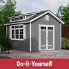 Handy Home Products Windemere 10×12 Do-it-Yourself Wooden Storage Shed with Floor, Beiges