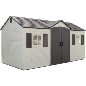 side-entry-15-ft-w-x-8-ft-d-plastic-storage-shed-1.jpg Lifetime 15 x 8 ft. Outdoor Garden Shed